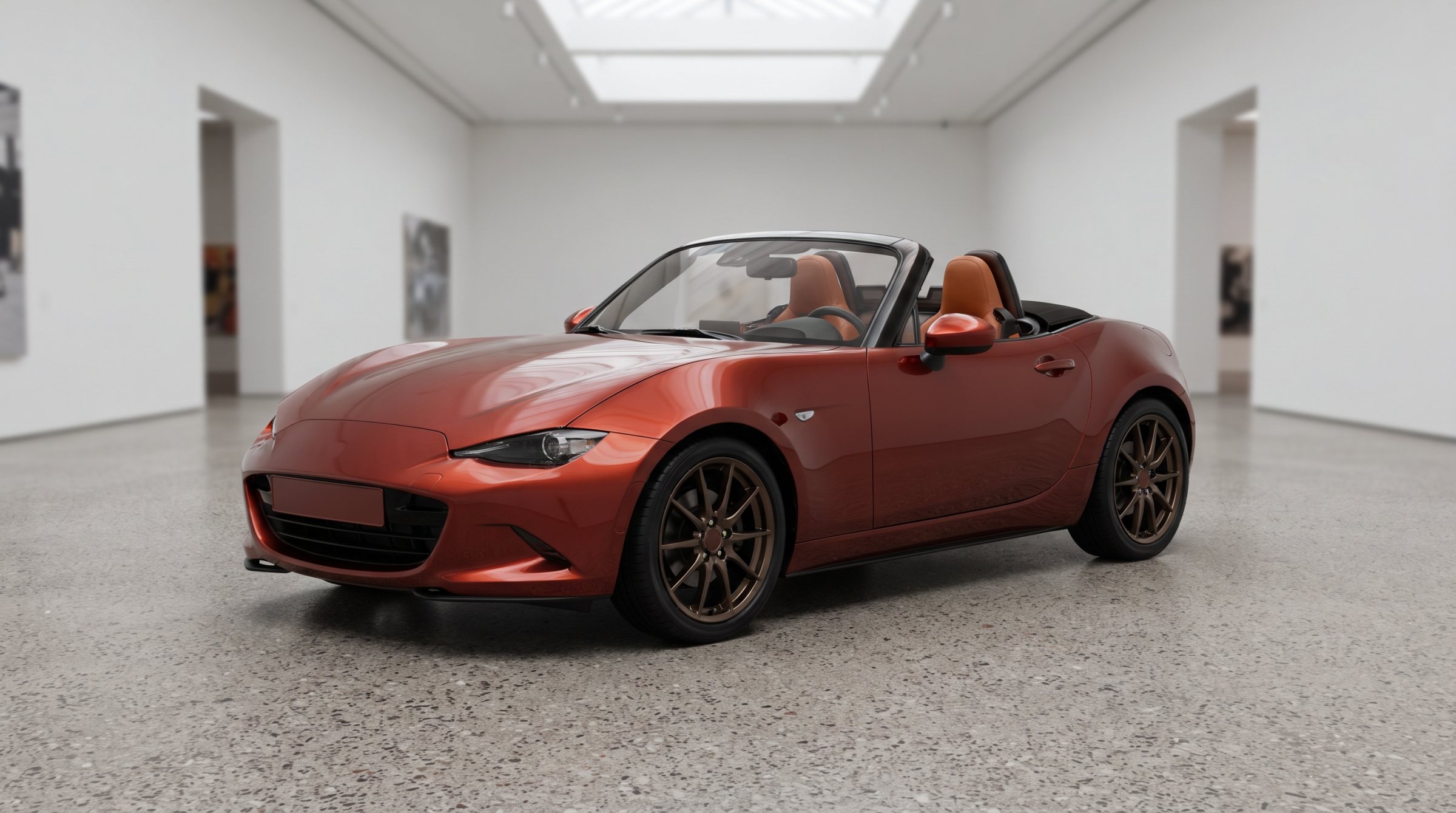 Cabriolet cuivre, capote ouverte